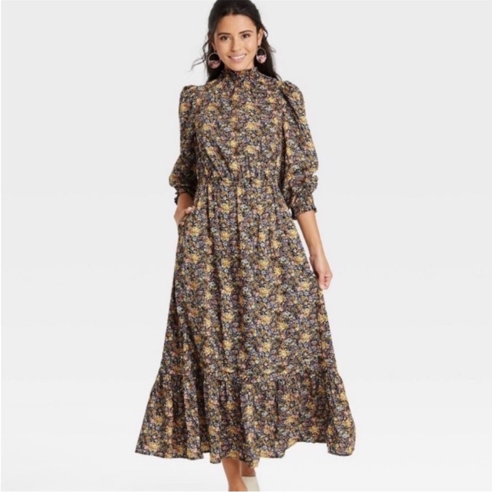 Universal Thread Ditsy Floral Prairie Maxi Dress Cottagecore Peasant Boho S